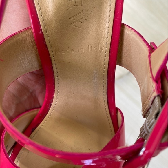 J.Crew Made in Italy Bright pink patent heeled sandals size 5 - Picture 2 of 8